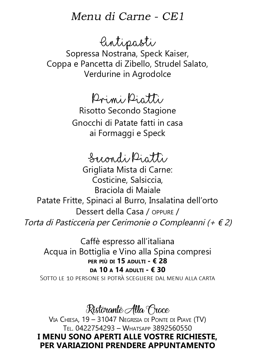 Menu Di Natale Per 15 Persone.I Menu Alla Croce